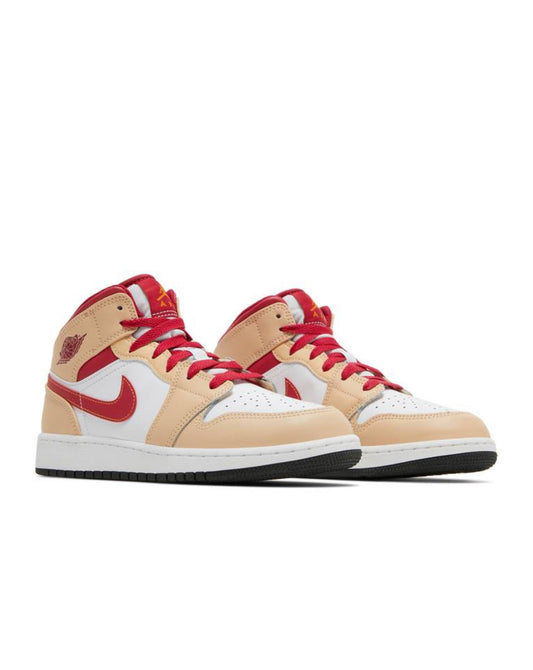 Jordan 1 Mid GS “Light Curry Cardinal”