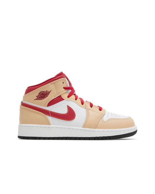 Jordan 1 Mid GS “Light Curry Cardinal”
